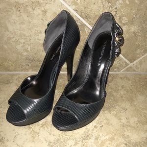 Via Spiga platform heels w/jeweled snake detail